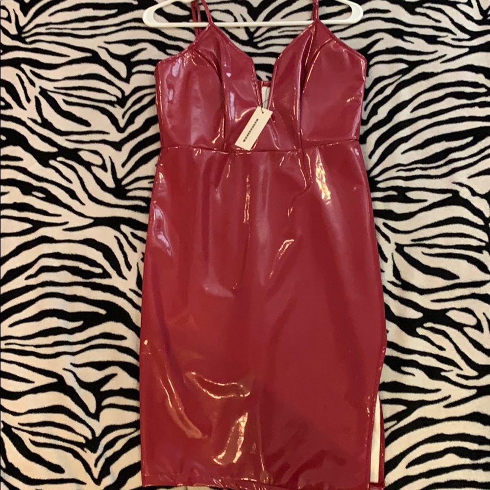 Patent leather dress